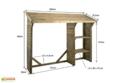 Abri Bûches à 2 Étagères Split (220 X 75,5 X 183 Cm) -Refuge Jardin abri buches 2 etageres split 220 x 75 5 x 183 cm jardipolys