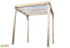 Tonnelle Autoportée Carport En Bois Autoclave Toit Plat 200x200cm -Refuge Jardin abri buches bois 1