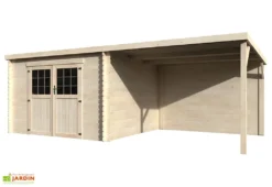 Abri De Jardin En Bois De Sapin 18,03 M² Avec Auvent Ep. 28 Mm– Eden
