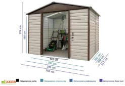 Abri De Jardin Acier Galvanisé Taupe Marron 237 X 303 Cm 7,18 M² -Refuge Jardin abri jardin acier galvanise marron beige 108tbsl