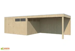 Abri De Jardin En Bois D’épicéa Brut Avec Auvent – 23,9 M²