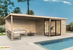 Refuge Jardin 11 Solid Abri De Jardin En Bois D’épicéa Brut Avec Auvent - Sagres 21,14 M²