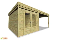 Abri De Jardin En Bois De Pin Traité Avec Auvent – 23,2 M²