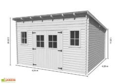 Abri De Jardin En Bois Avec Toiture 1 Pente 400x400cm (Sens Au Choix) -Refuge Jardin abri jardin bois brut toit multidirectionnel 400x400cm