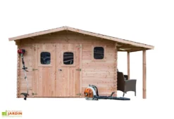 Abri De Jardin En Bois Douglas 28 Mm + Bûcher – 19,65 M² : 4,01 X 4,90 M -Refuge Jardin abri jardin bois douglas bucher 28mm 20m2 dommar habrita