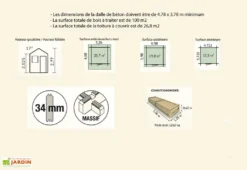Abri De Jardin Bois Pavier (498x398x277) 34 Mm -Refuge Jardin abri jardin bois pavier 34 mm