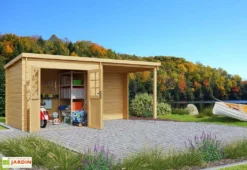 Abri De Jardin En Bois D’Épicéa Brut Avec Auvent Sophy 10 M²