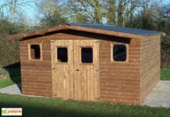 Abri De Jardin En Bois D’épicéa Traité Toit Bac Acier Thermabri – 12 M²