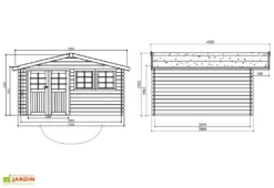 Refuge Jardin -Refuge Jardin abri jardin bois visp toit double pan 418x388cm double porte vitres 1