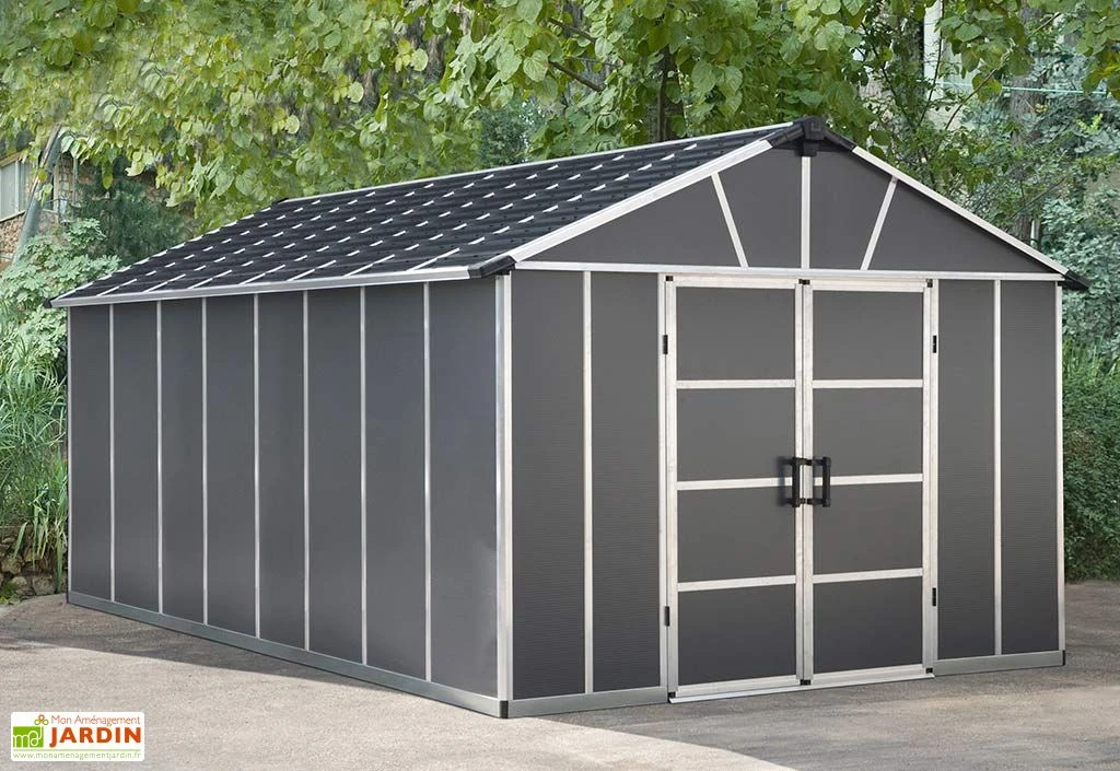 Abri De Jardin En Polycarbonate Et Aluminium Yukon 15 M² - Gris 2 Abri De Jardin En Polycarbonate Et Aluminium Yukon 15 M² - Gris – Image 2