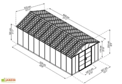 Abri De Jardin En Polycarbonate Et Aluminium Yukon 20 M² - Gris 8 Abri De Jardin En Polycarbonate Et Aluminium Yukon 20 M² - Gris -Refuge Jardin abri jardin polycarbonate gris yukon palram 21m2 643x332cm 1