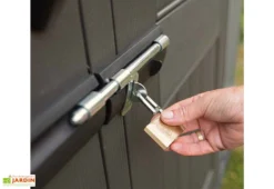 Lifetime Abri De Jardin En Polyéthylène Imitation Bois Et Acier Inox 4,5 M² -Refuge Jardin abri jardin polyethylene imitation bois acier inox 45m 4