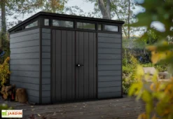 Abri De Jardin En Résine Keter 6 M² Monopente Anthracite – Cortina 97 -Refuge Jardin abri jardin resine keter gris anthracite