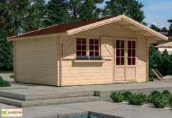 Abri De Jardin En Bois D’épicéa Brut Avec Auvent Lilac – 17,3 M²
