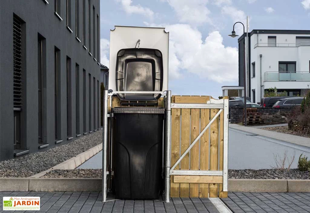 Cache-poubelle Simple En Acier Et Bois De Pin Traité 60 X 63 X 115 Cm 4 Cache-poubelle Simple En Acier Et Bois De Pin Traité 60 X 63 X 115 Cm – Image 4