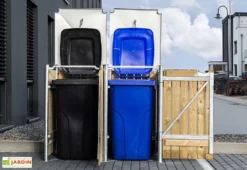 Cache-poubelle Double En Acier Et Bois De Pin Traité 120 X 63 X 115 Cm -Refuge Jardin abri poubelle double acier bois hide