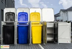 Cache-poubelles En Acier Et Composite Aluminium 278 X 80 X 115 Cm -Refuge Jardin abri poubelle quadruple metal ouvert