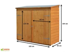 Coffre De Rangement En Bois Pour 2 Vélos 182x82x164cm (l,l,h) -Refuge Jardin abri velo bois rowlinson