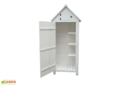 Armoire De Jardin En Bois FSC 10 Mm Blanc 179 Cm -Refuge Jardin armoire jardin rangement bois blanc habrita