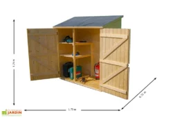 Armoire De Rangement Bois 16mm - 72 X 175 X 174 Cm -Refuge Jardin armoire rangement bois jardin abri mural 1