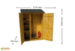 Armoire De Rangement Bois 16mm - 125 X 65 X 206 Cm -Refuge Jardin armoire rangement bois jardin abri mural 3 etageres 2