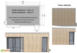 Bungalow Design Studio Avec Baie D'angle + Porte (635x375) -Refuge Jardin bungalow design studio avec baie et porte fenetre 635x375 plan