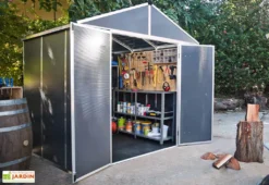 Abri De Jardin En Aluminium Et Polycarbonate 227 Cm – Rubicon Anthracite -Refuge Jardin cabane jardin polycarbonate rubicon 8x8 canopia palram