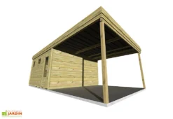 Abri De Jardin En Bois De Pin Traité Avec Auvent Et Plancher – 32,3 M² -Refuge Jardin cabanon jardin bois avec auvent 1