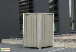 Cache-poubelle Simple En Acier Et Bois De Pin Traité 60 X 63 X 115 Cm 6 Cache-poubelle Simple En Acier Et Bois De Pin Traité 60 X 63 X 115 Cm -Refuge Jardin cache poubelle acier pin gris