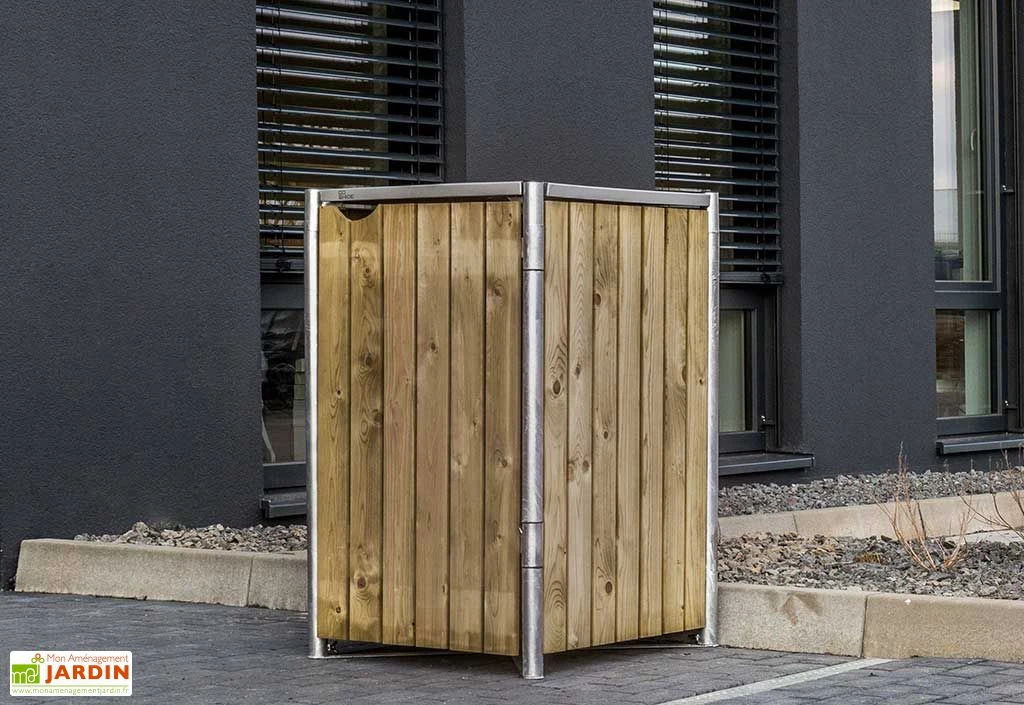 Cache-poubelle Simple En Acier Et Bois De Pin Traité 60 X 63 X 115 Cm 2 Cache-poubelle Simple En Acier Et Bois De Pin Traité 60 X 63 X 115 Cm – Image 2