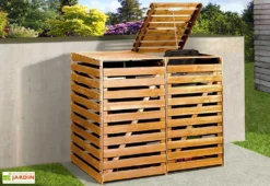 Cache-poubelle Double En Bois De Pin Traité 92 X 148 X 122 Cm