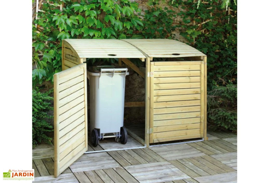 Cache Poubelle Double En Bois Traité Dioica 2 Cache Poubelle Double En Bois Traité Dioica – Image 2