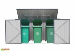 Cache-Poubelle Extérieur En Acier 100 X 235 X 131 Cm (3 Poubelles)