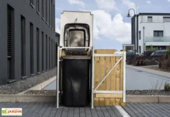 Cache-poubelle Simple En Acier Et Bois De Pin Traité 69 X 80 X 115 Cm -Refuge Jardin cache poubelle ouvert acier pin naturel