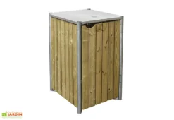 Cache-poubelle Simple En Acier Et Bois De Pin Traité 69 X 80 X 115 Cm