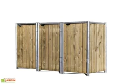 Cache-poubelle Triple En Acier Et Bois De Pin Traité 209 X 80 X 115 Cm