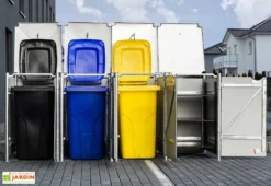 Cache-poubelles En Acier Et Composite Aluminium 241 X 63 X 115 Cm -Refuge Jardin cache poubelles metal ouvert