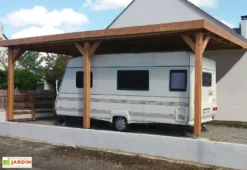Carport Adossé En Bois Douglas Sans Couverture