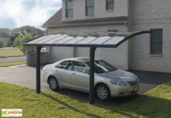 Carport Arizona Breeze 4,95 X 2,89 M Gris | Palram - Canopia -Refuge Jardin carport aluminium polycarbonate autoportant design 495x300 4