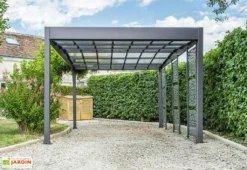 Carport En Aluminium Et Polycarbonate + 3 Brise-Vues Libeccio 16 M² -Refuge Jardin carport aluminium polycarbonate brise vues libeccio 16m 1