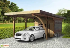 Solid Carport + Abri De Jardin En Bois Traité Autoclave (4x7m)