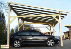 Carport Bois 2 Voitures – 5,86 X 3,90 M (monopente Sans Couverture)