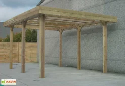 Solid Carport Double En Bois Autoclave Pour Camping Car (506x606cm)