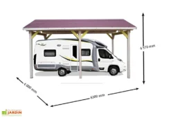 Carport Bois Contrecollé Double Pente 30° 3,5x6m Spécial Camping-Car -Refuge Jardin carport bois camping car double pente