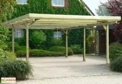 Carport En Bois D’Epicéa Traité Avec Couverture En PVC 25 M²