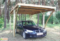 Carport En Bois D’Épicéa Traité Et Fibre De Verre Lido 15 M²