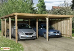 Carport Bois Optima Duo 2 Voitures (Plusieurs Tailles) -Refuge Jardin carport bois optima duo 2