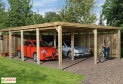 Carport Bois Optima Duo 2 Voitures (Plusieurs Tailles) -Refuge Jardin carport bois optima duo 3