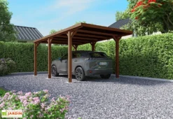 Carport En Bois De Pin Traité Avec Couverture Polycarbonate Victor – 16,5 M²