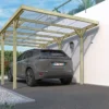 Carport En Bois De Pin Traité Avec Couverture En PVC Jean – 15,6 M²